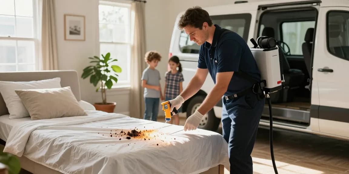Professional bed bug heat treatment in a home environment ensuring effective pest control.