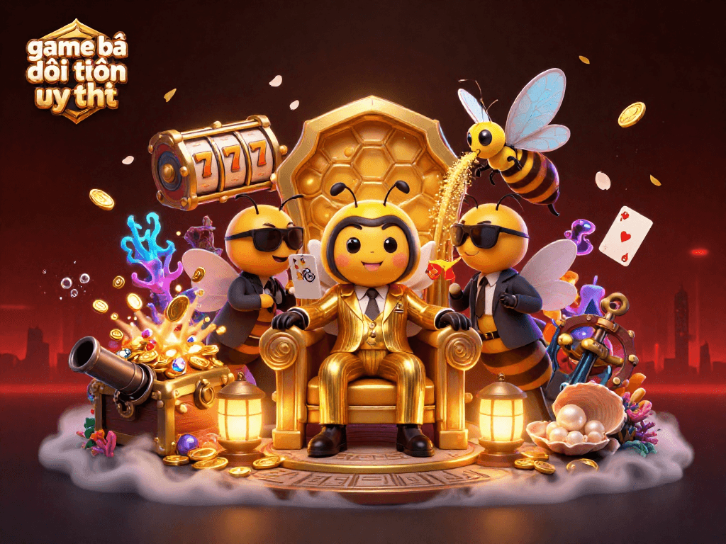 Engage with game bài đổi thưởng uy tín in an immersive 3D scene featuring a bumblebee boss and dynamic casino elements.
