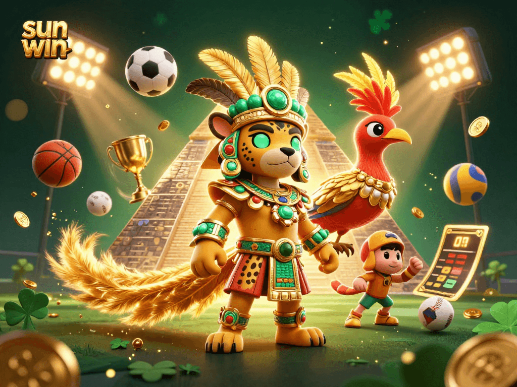 Experience thrilling sports betting action featuring the iconic sun win branding, trophy, and dynamic elements.