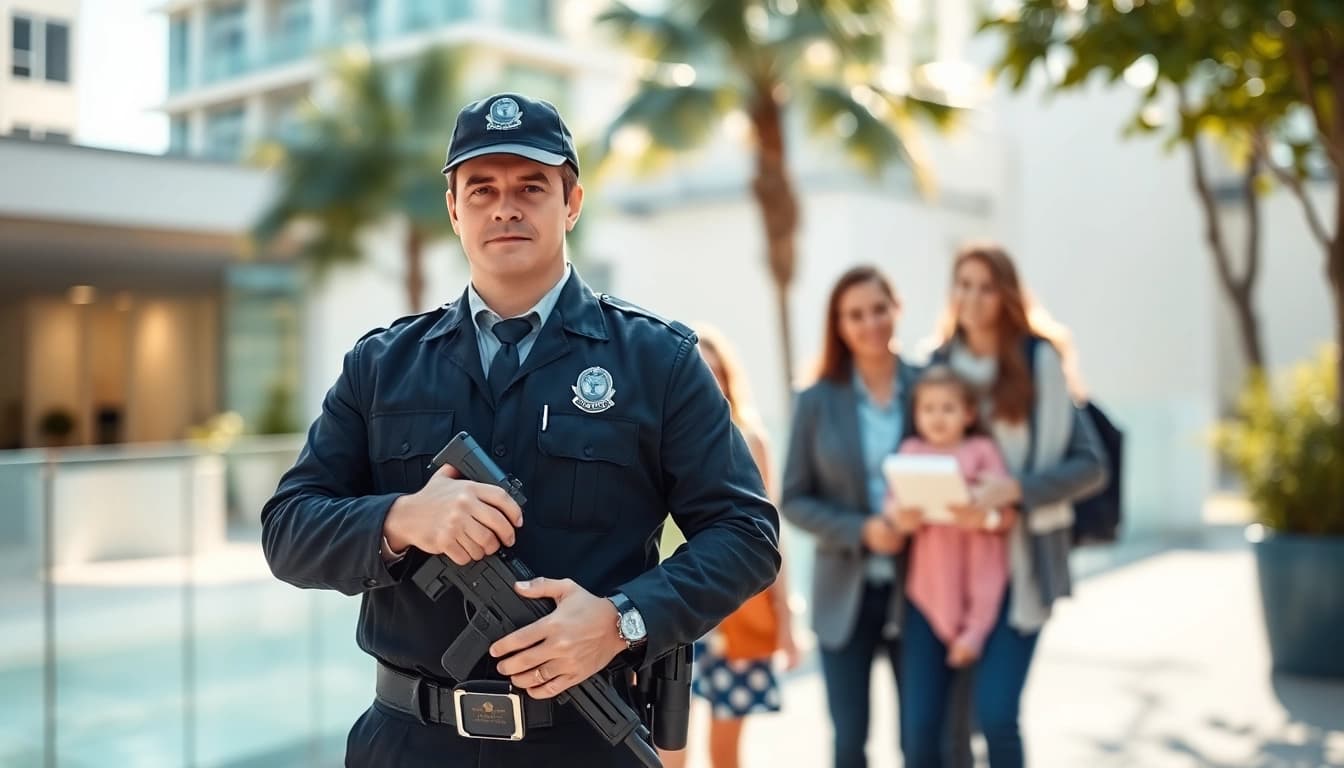 Demonstrating Family Protection with a professional security detail safeguarding a family in an urban setting.