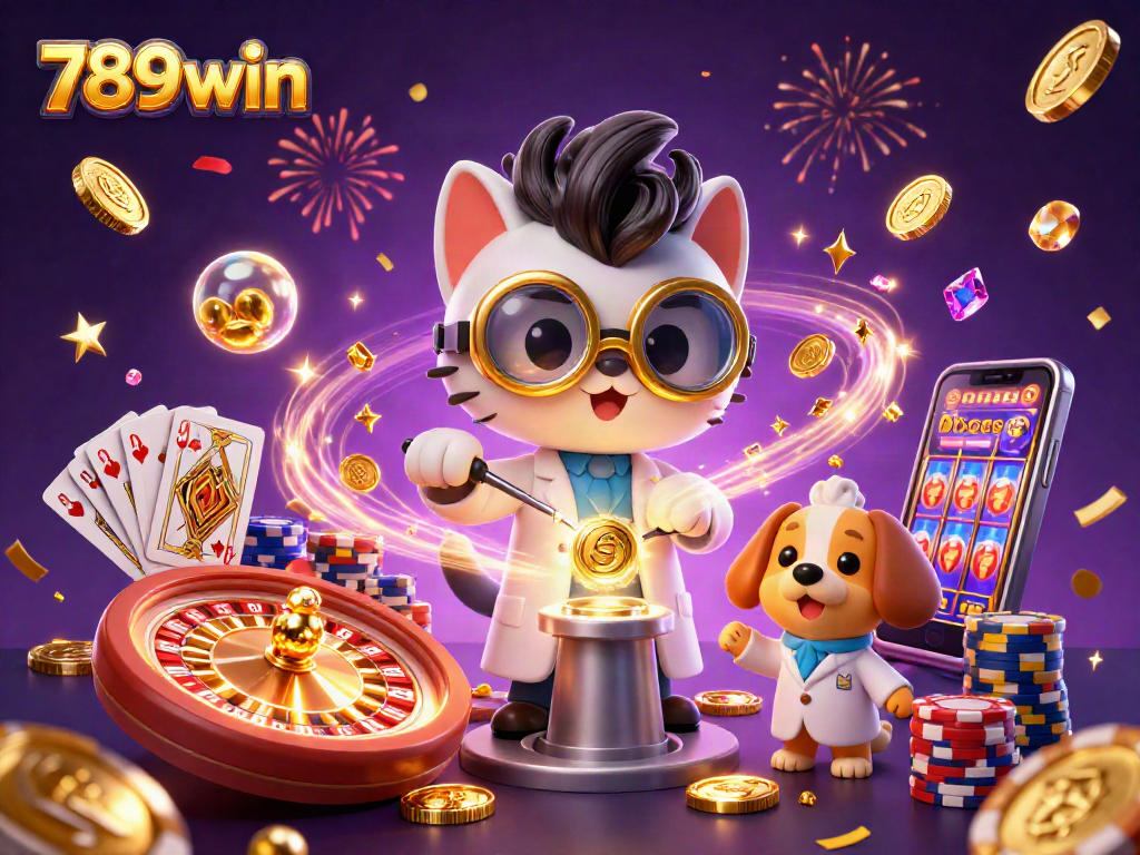 Experience the thrill of winning at 789win with this vibrant casino scene featuring characters and dynamic gaming elements.