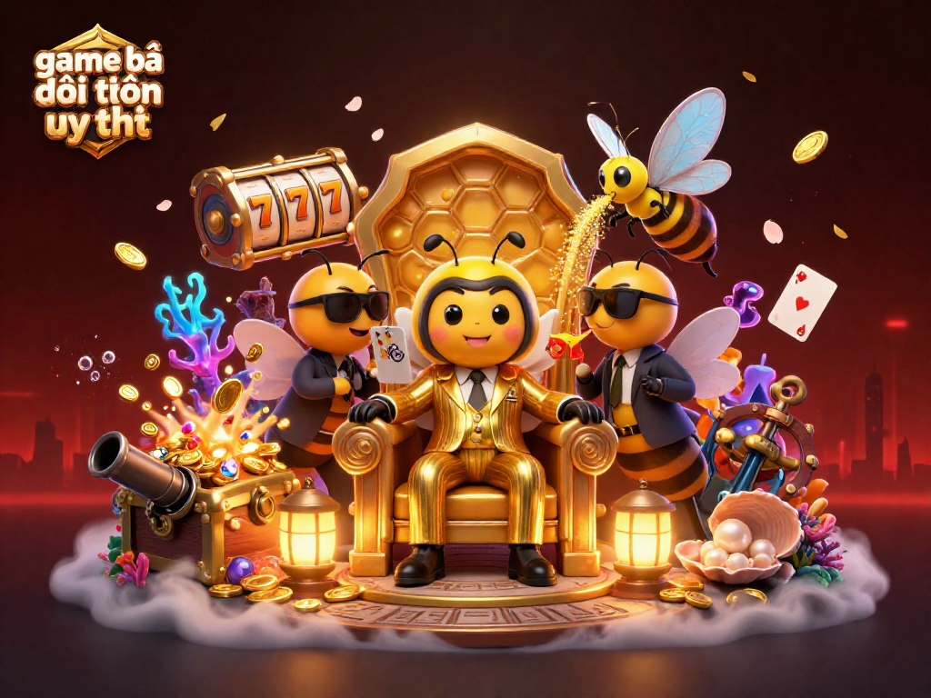 Engage with game bài đổi thưởng uy tín in an immersive 3D scene featuring a bumblebee boss and dynamic casino elements.