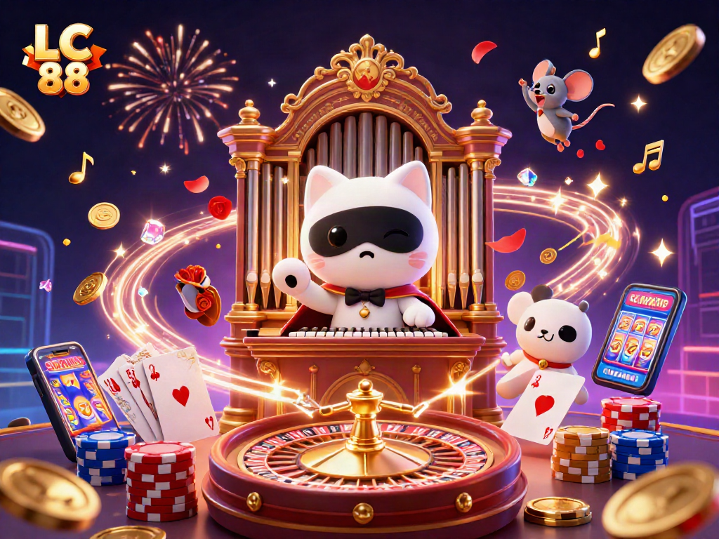 Engage with LC 88 through an enchanting 3D casino illustration featuring vibrant characters and dynamic gaming elements.