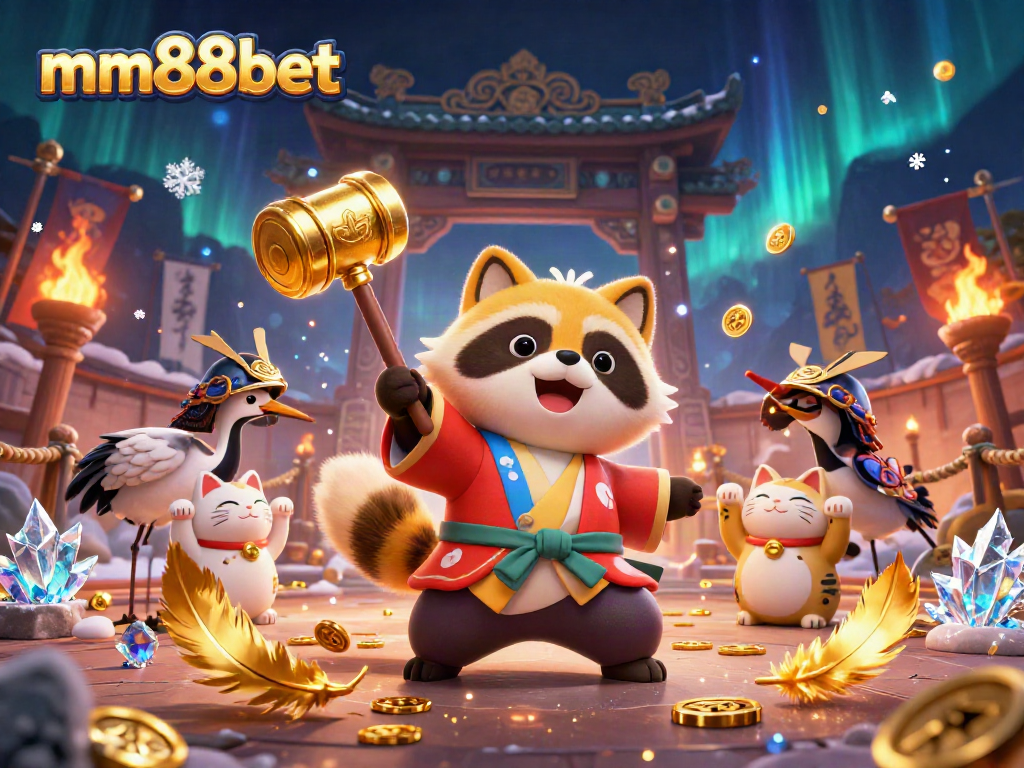 Engage with mm88bet in a vibrant 3D casino world featuring lucky charm characters.