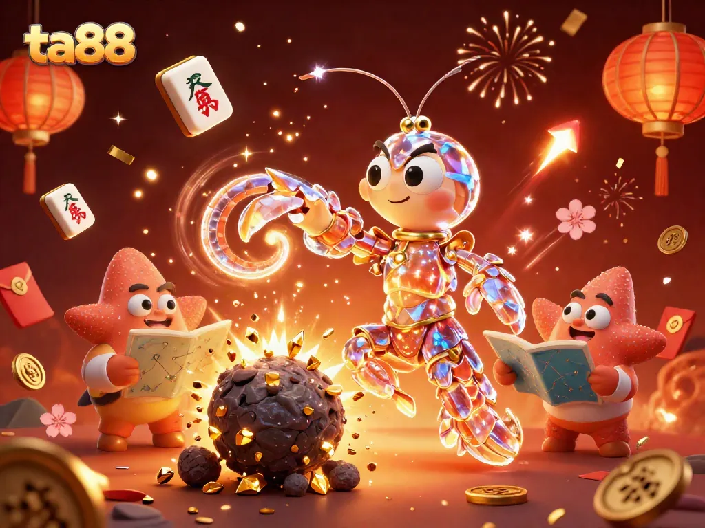 Experience thrilling wins with ta88 in a vibrant, detailed 3D casino adventure illustration.