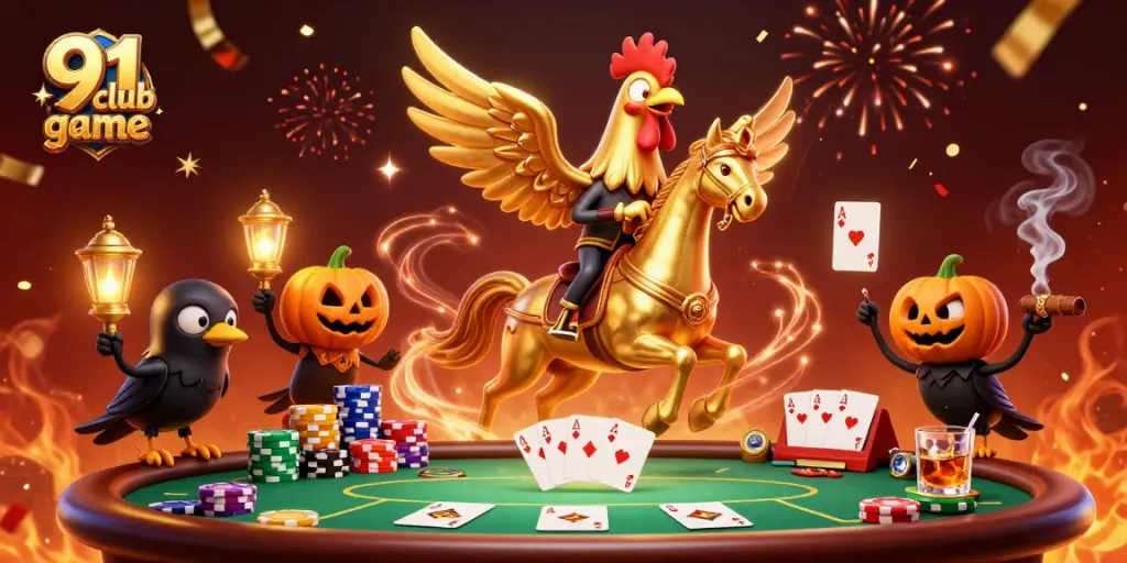 Experience the thrill of the 91 club game with vibrant gaming action featuring colorful poker elements and characters.