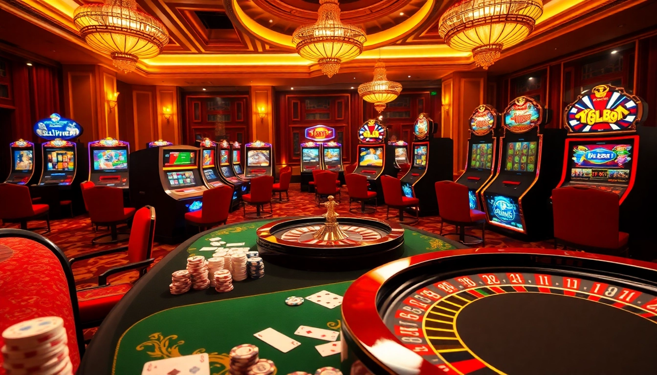 Exciting gambling scene at nhà cái 789bet showcasing poker chips, cards, and roulette wheel.