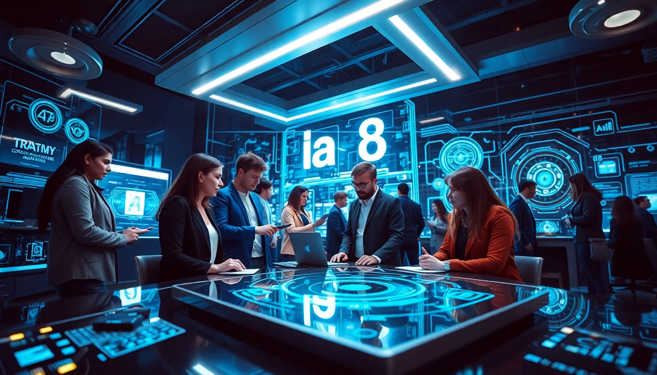 Modern tech workspace showcasing innovative AI elements related to ia +18.