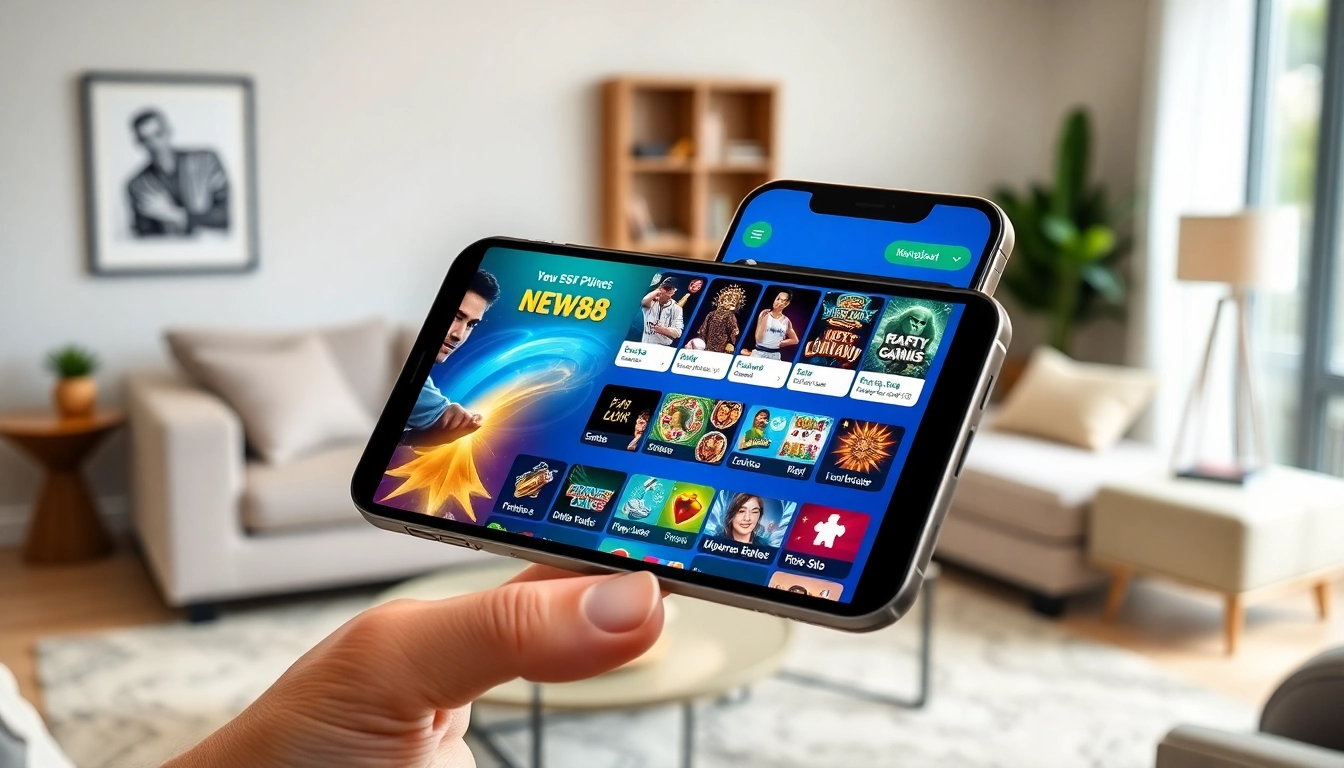 Explore the dynamic gaming experience offered at new88go.com with a vibrant smartphone display.