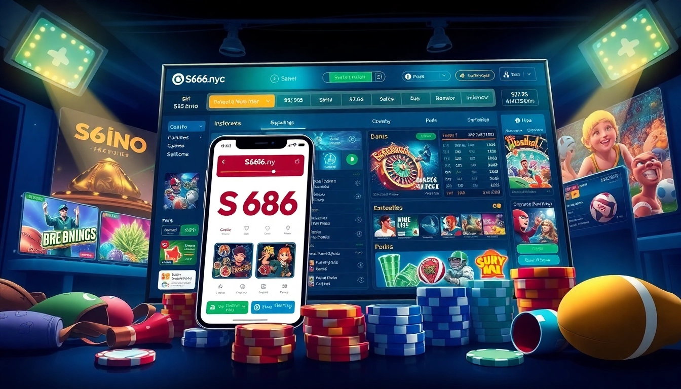 Sleek online betting interface showcasing casino games and sports betting on s666.nyc