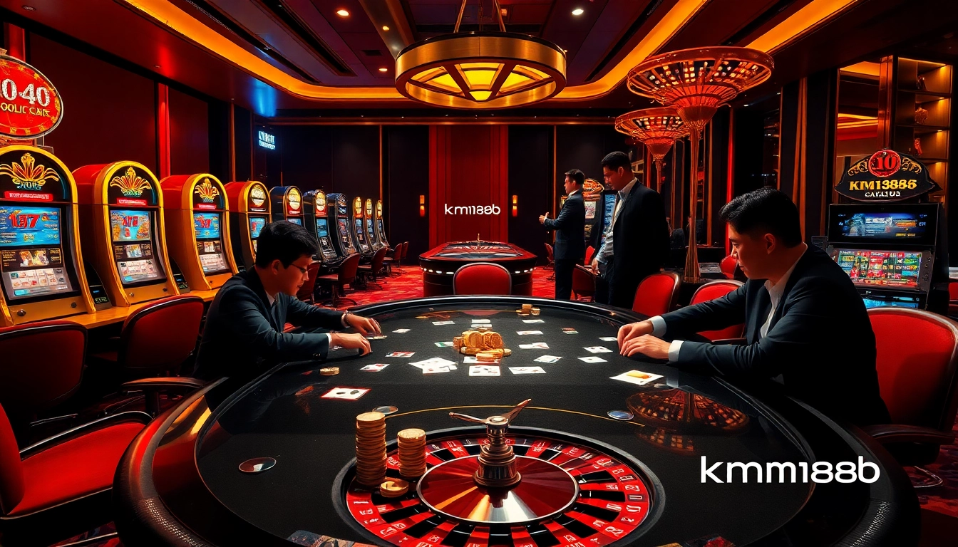 Experience the excitement of km1888b with professional players at a luxurious poker table.