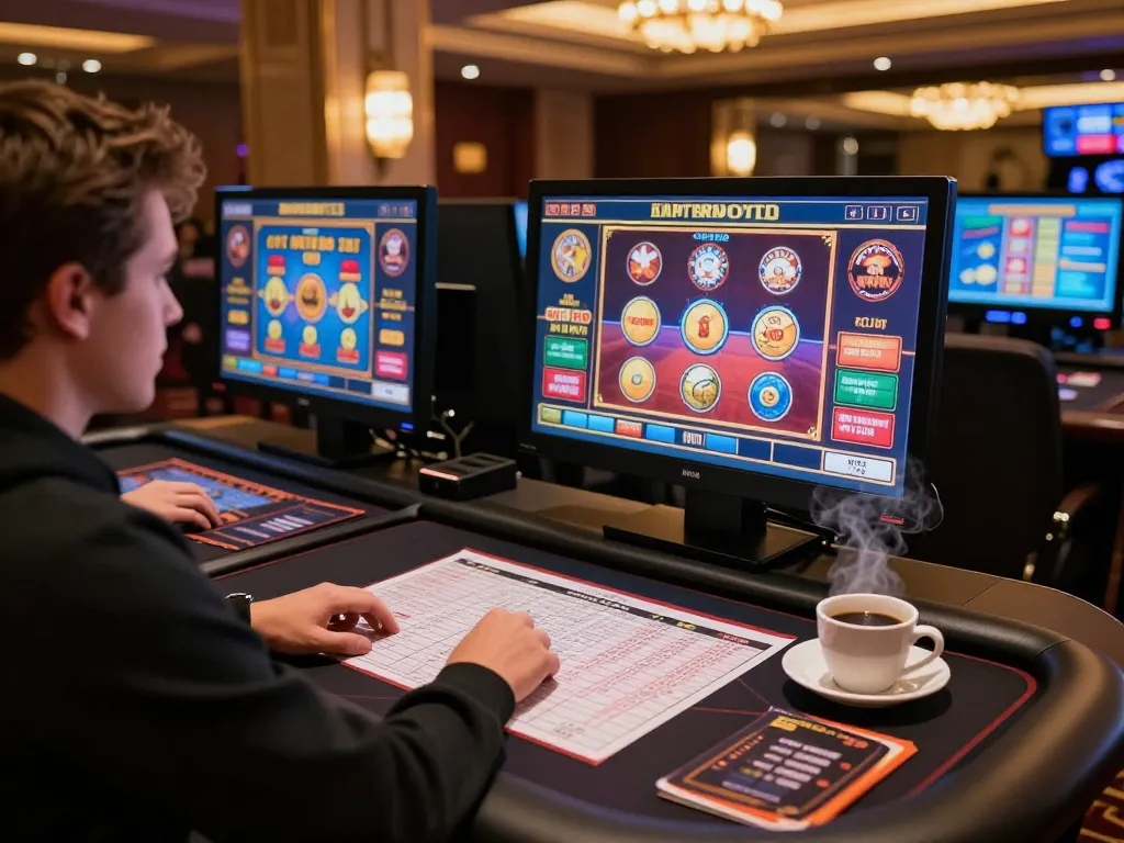 Play exciting pokies at MrPokies Casino with a professional gaming setup.