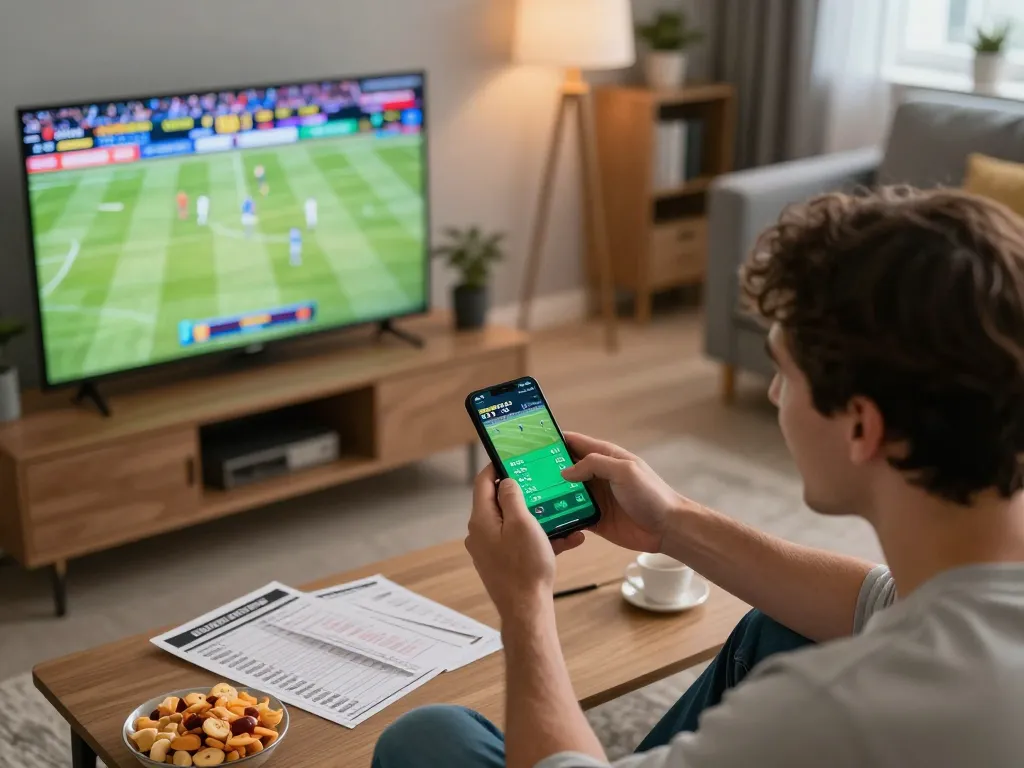 Engaging mobile sports betting action through https://kp88.space/ app, showcasing user excitement during live match