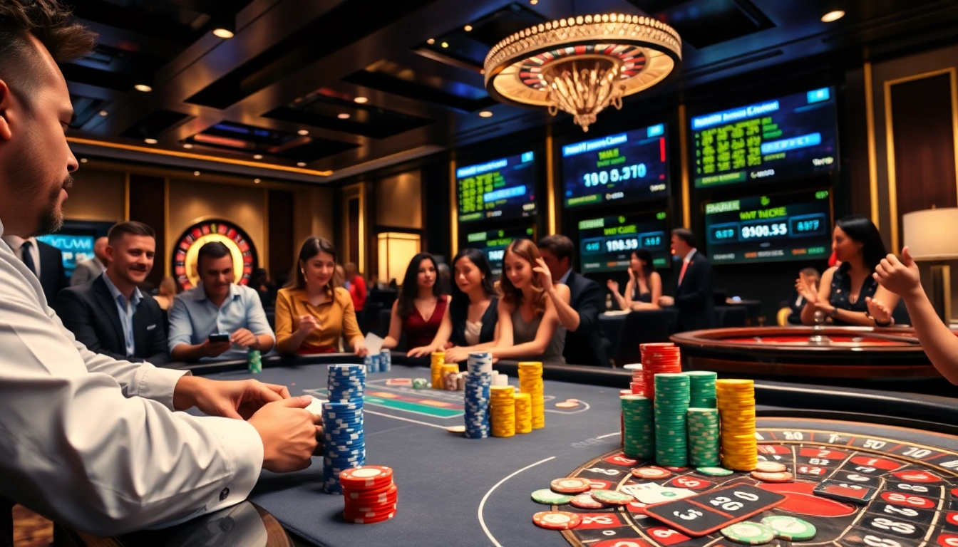 A lively poker game at 3wwin.com showcasing competitive betting and vibrant casino elements.