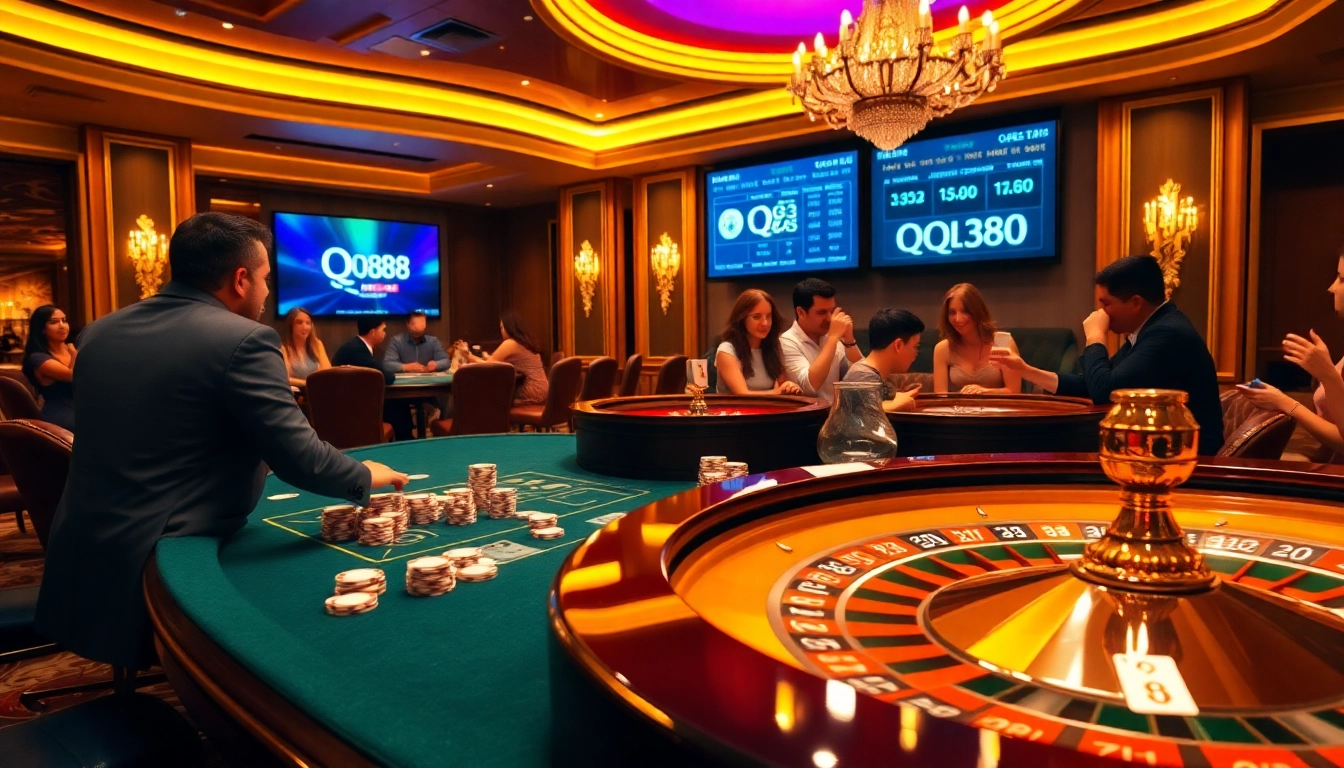 Exciting gameplay at QQ88 with vibrant casino tables and professional atmosphere.
