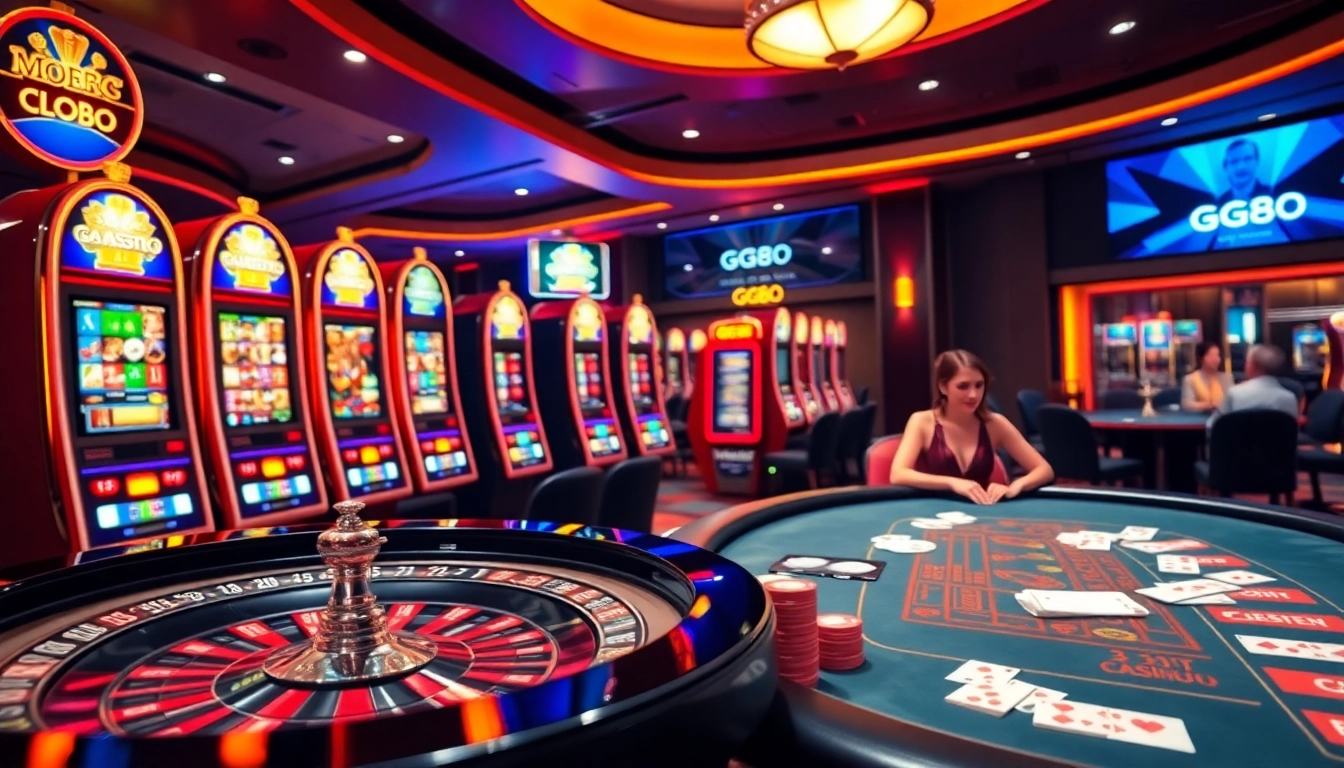 Experience thrilling gameplay at GG88 slot Link with vibrant slot machines and upscale casino elements.