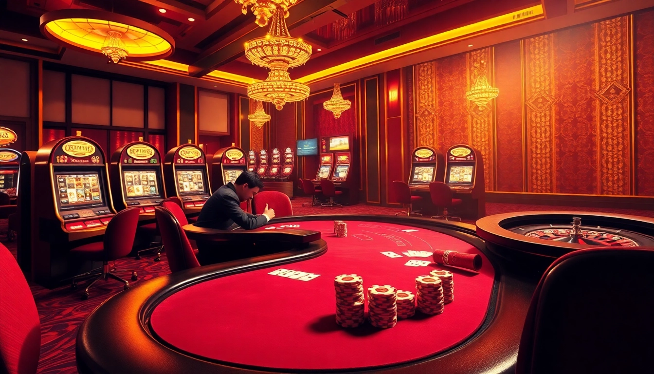 Experience the excitement of Trang game RR88 with engaged players at a casino table and vibrant gaming interface.