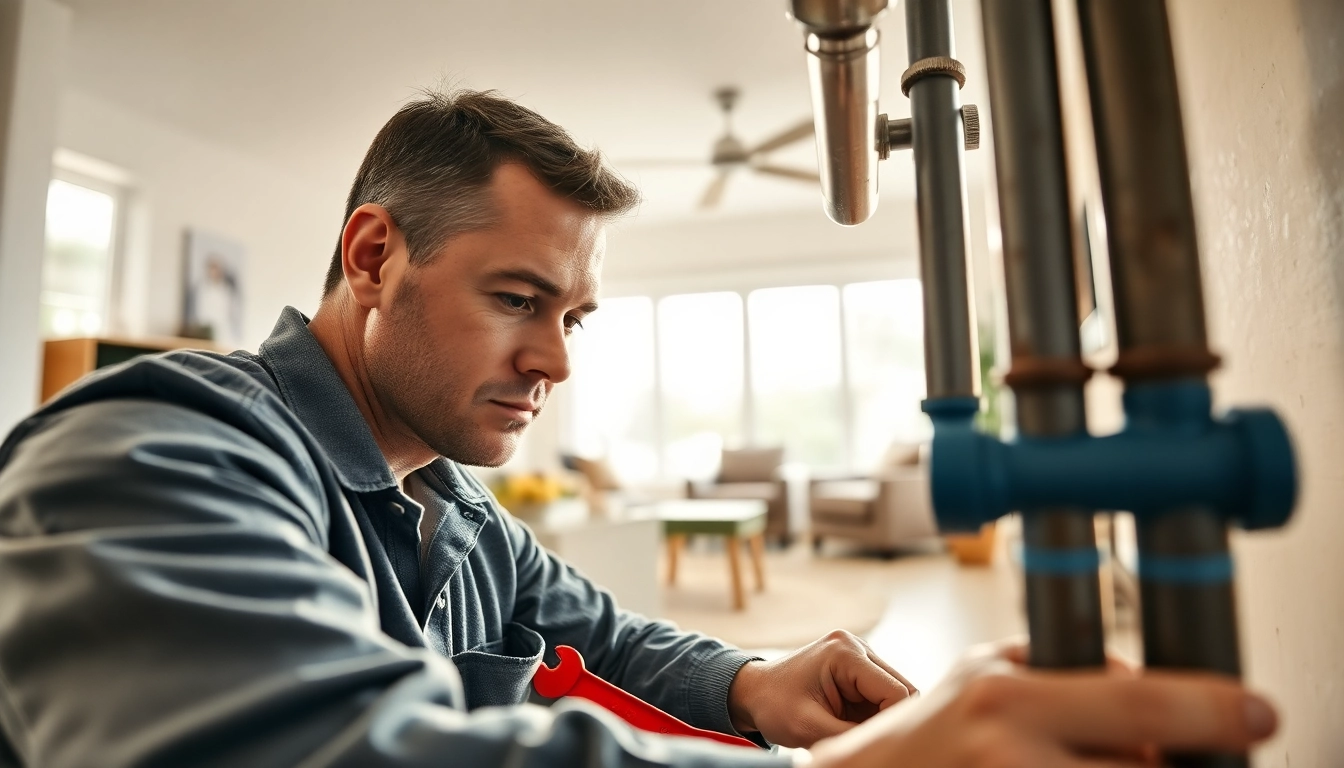 Quality whole house repiping services Tampa depicted by a technician working in a bright home environment.
