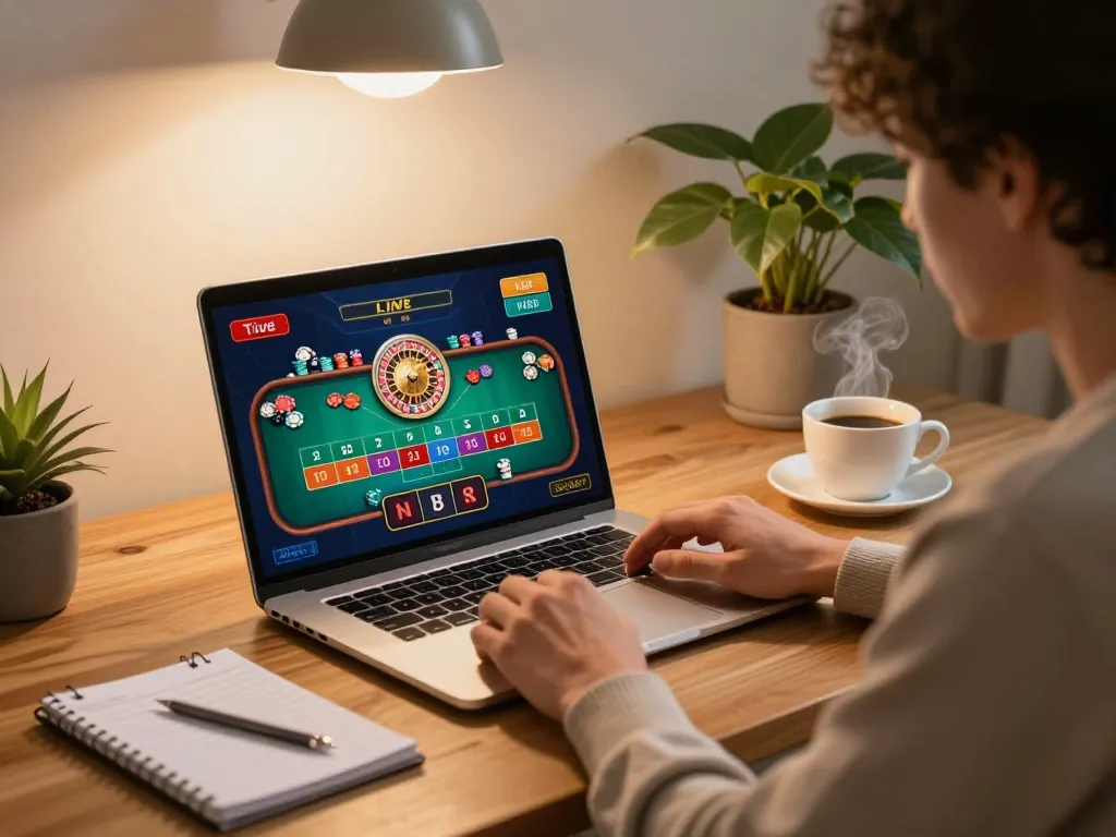 Engaged player at shbet making strategic bets during an online roulette session
