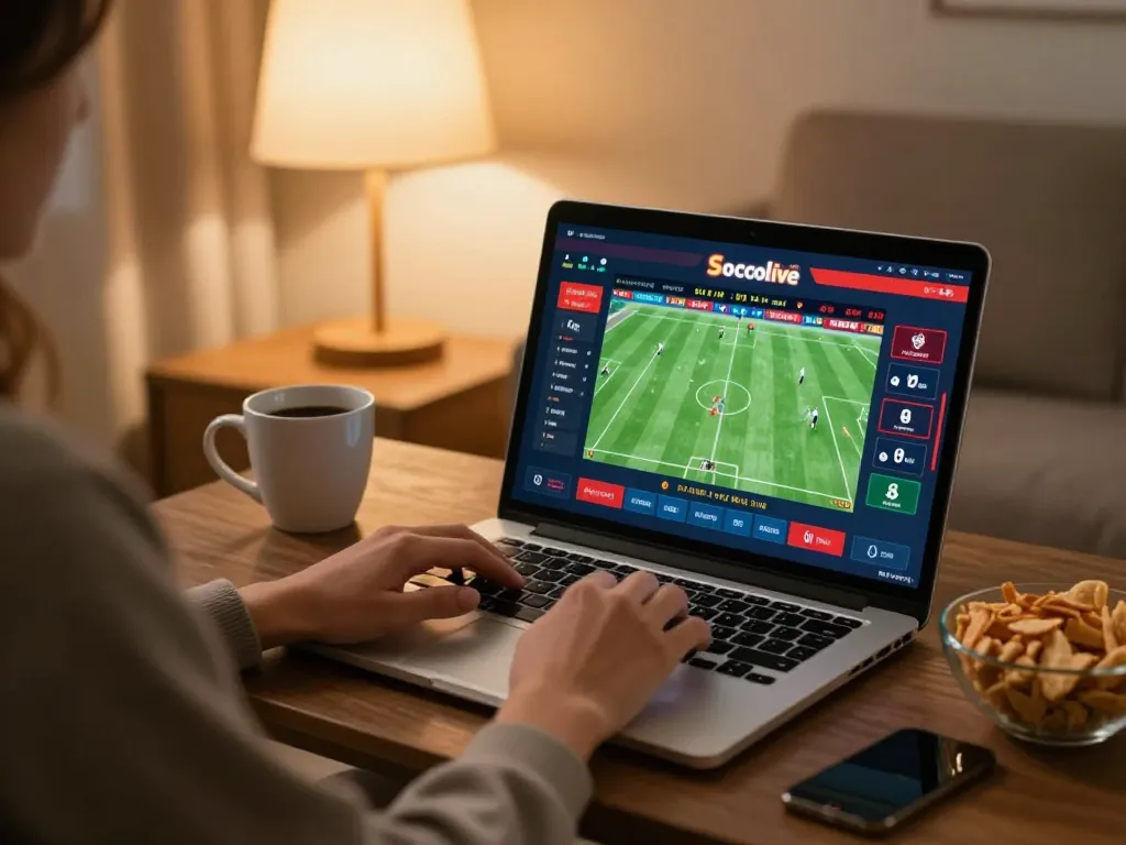 Socolive user engaging in online sports betting for high-stakes football matches from home