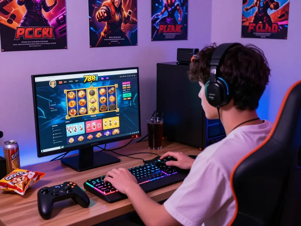 Immersive gaming session on 789club with thrilling gameplay, vibrant setup, and dynamic visuals