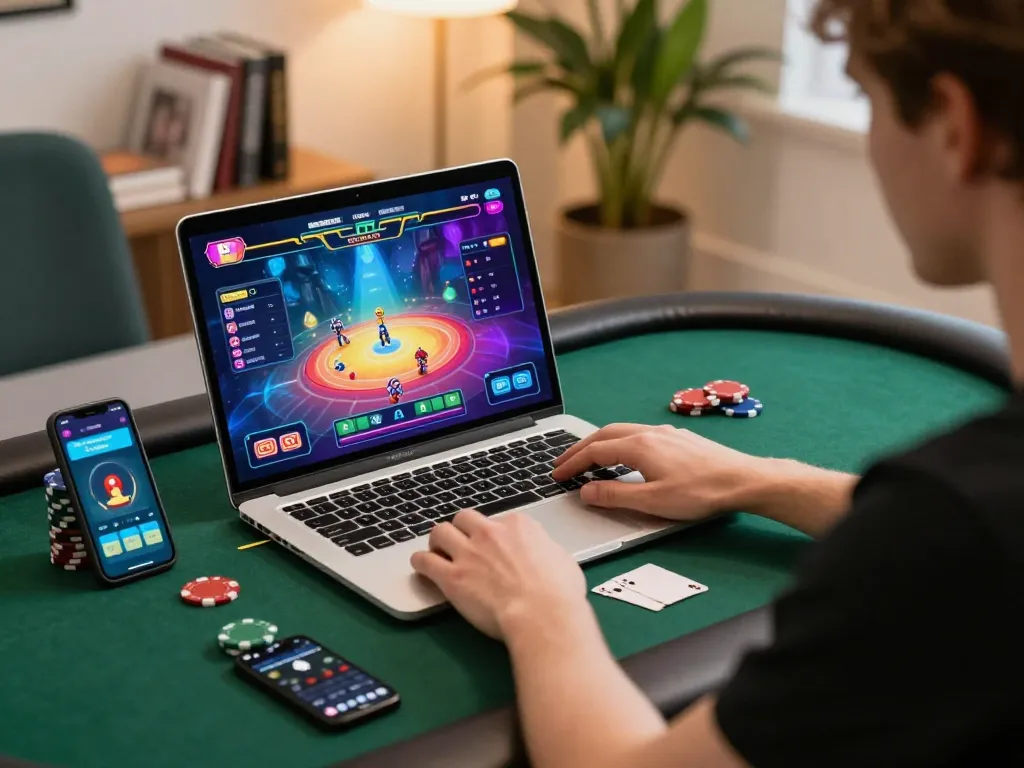 Engaged player enjoying poker on TG88 platform with online interface visible