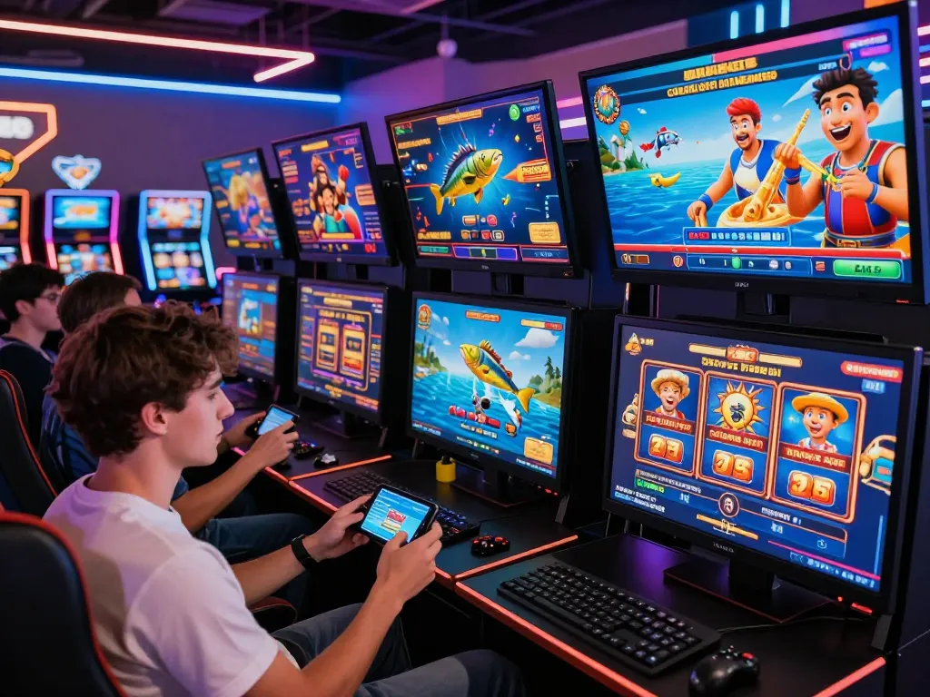 Engaging gaming scene at https://fun79.bio/ showcasing players excitedly winning in vibrant online casino.