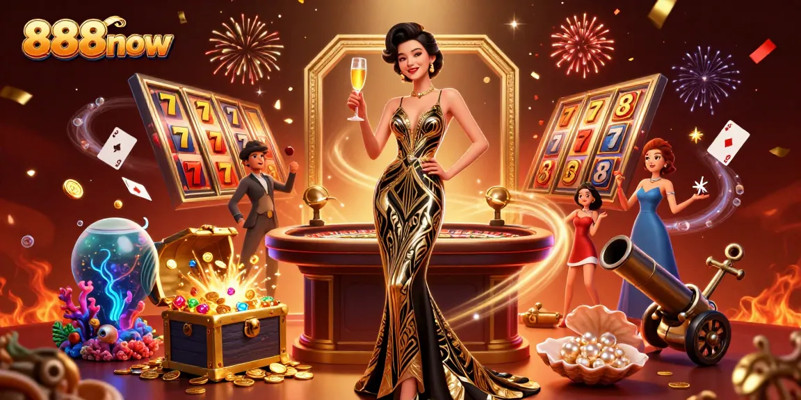 Experience the thrill of gaming at 888now with dazzling slots and rich casino elements.