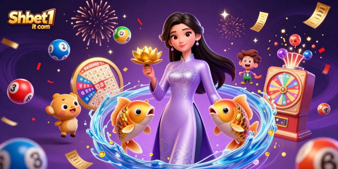 Experience thrilling excitement at Shbet1 it com as vibrant lottery elements and a graceful figure captivate players.