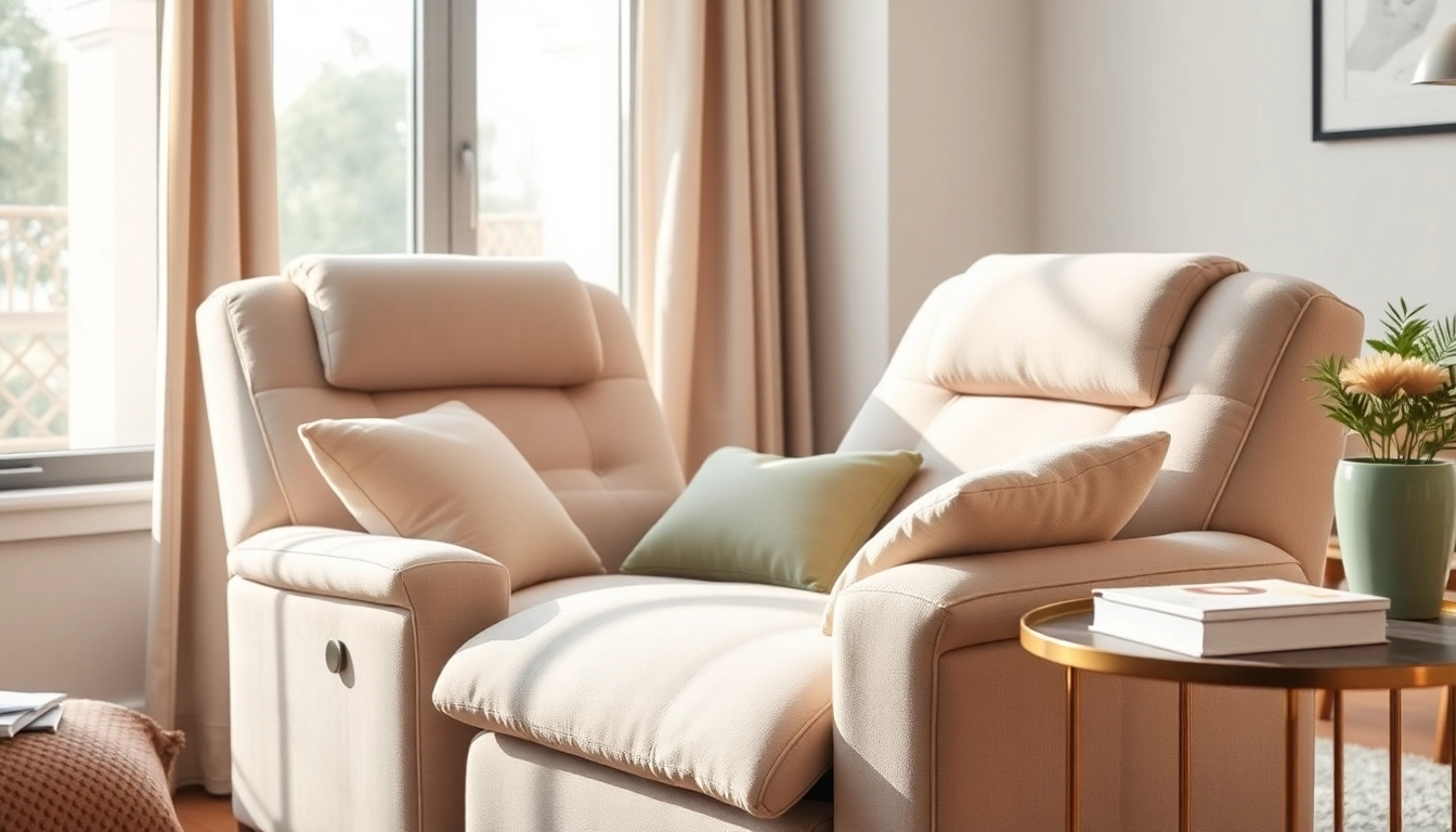 Cozy recliner sleeper chair in a warm living room with inviting pillows and natural light.