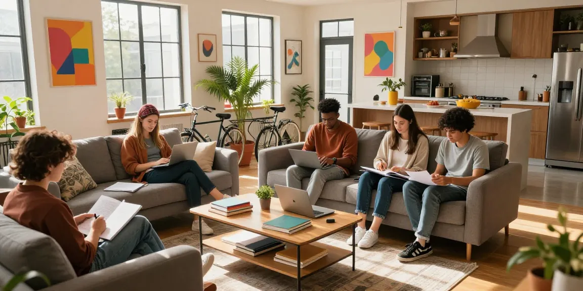 Students enjoying modern accommodation in Northampton with all bills included in stylish living space.