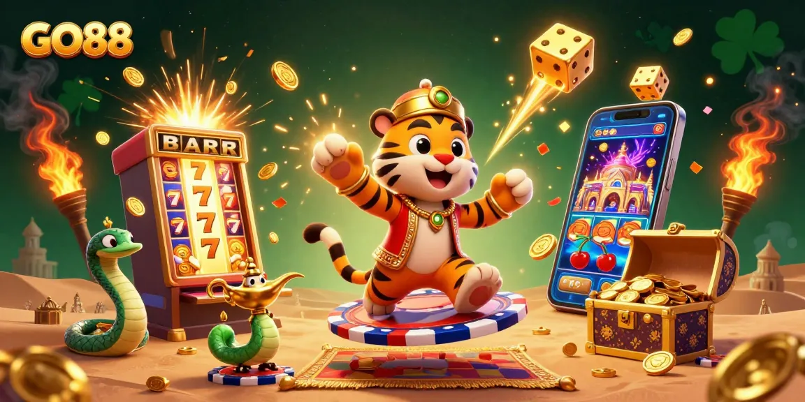 Experience thrilling wins at GO88 with vibrant characters and games in a magical casino adventure.
