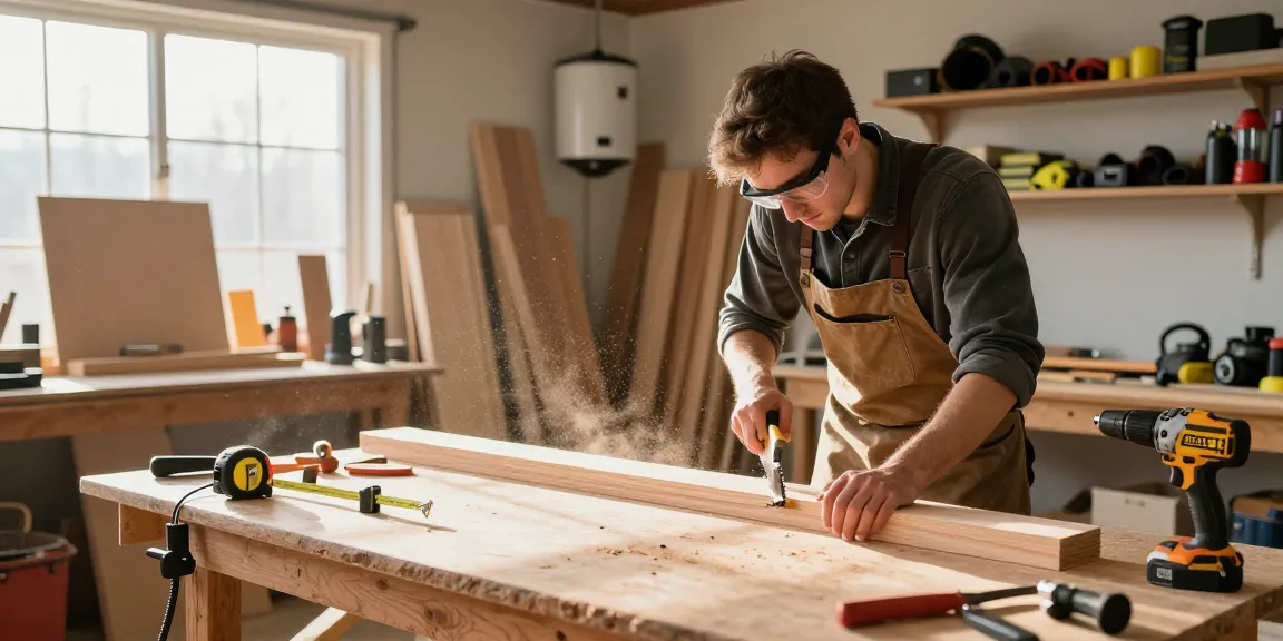 Dewalt Alligator Saw in action by a carpenter in a well-equipped workshop.