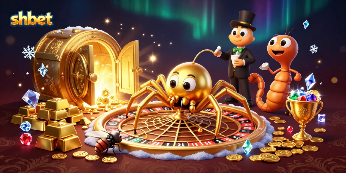 Experience thrilling bets with shbet in this dynamic roulette scene featuring a golden spider and a centipede croupier.