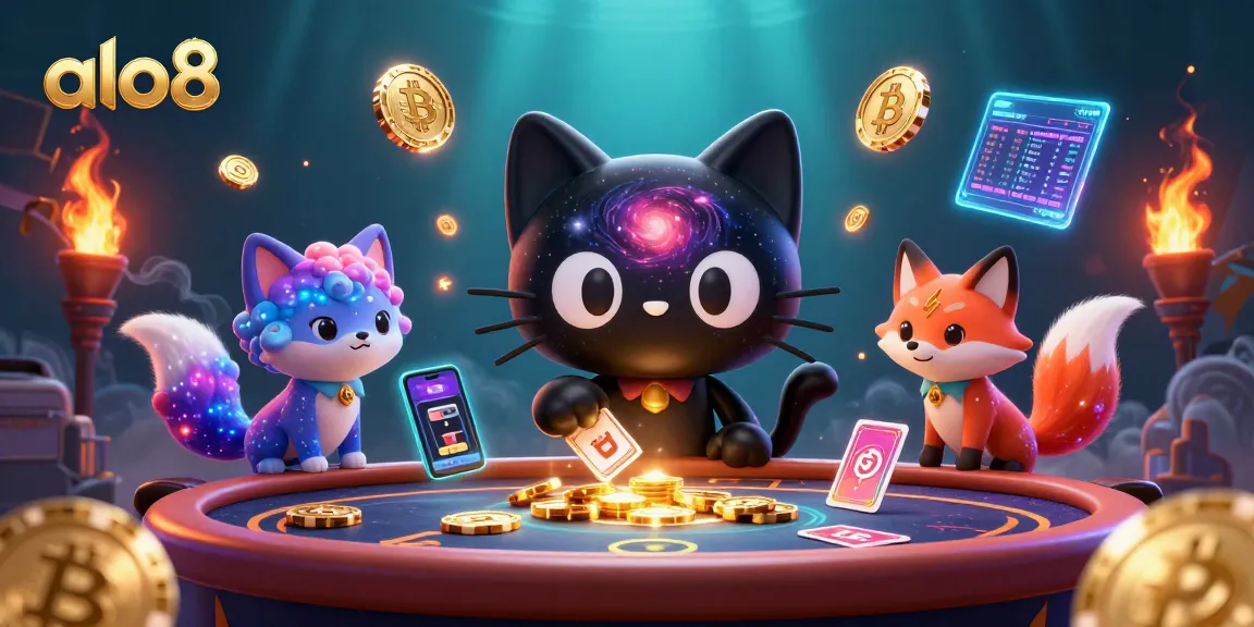 Experience the cosmic allure of alo8 with captivating characters and vibrant 3D casino elements.