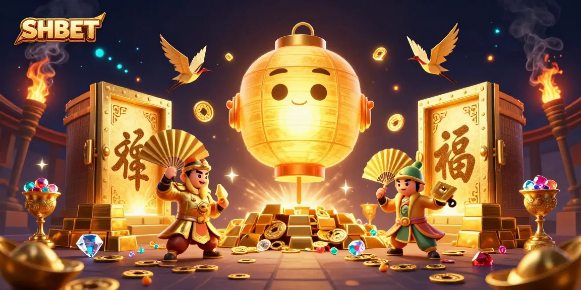 Engage with SHBET's exciting gaming world featuring vibrant golden characters and casino treasures.