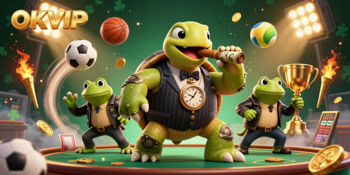OKVIP transports players into an immersive sports betting experience featuring expert characters surrounded by action.
