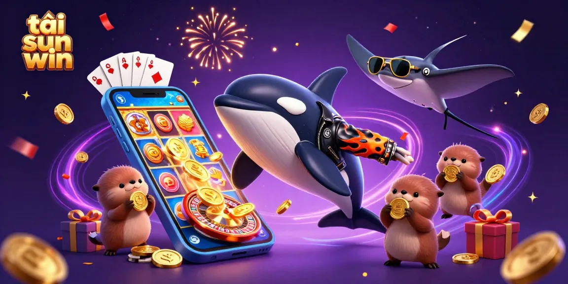 Experience the thrill of tải sun win with colorful slot games and fun characters in a vibrant 3D scene.